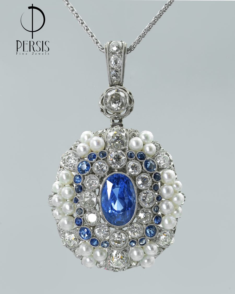 Sapphire Halo Pendant