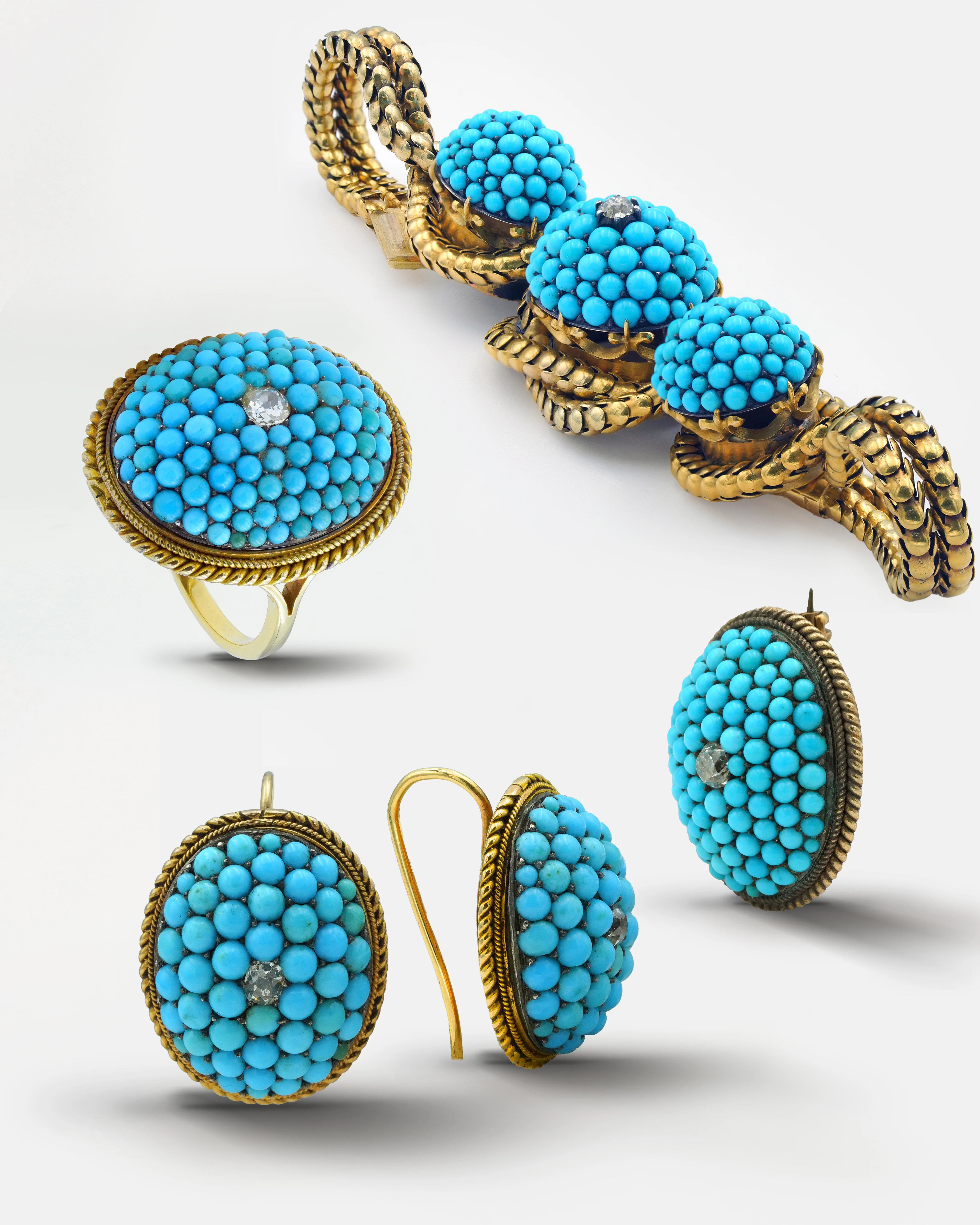 Victorian Persian turquoise and diamond set